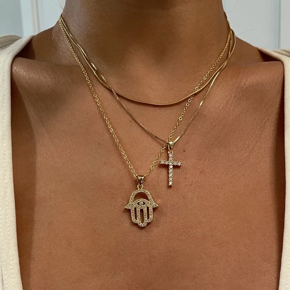 444style Jewelry - 🎉HP🎉 Hamsa Hand Evil Eye Necklace | Gold Filled